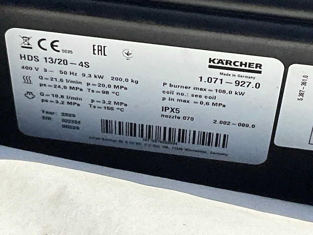 2020 karcher hds 13/20-4s hogedrukreiniger - afbeelding 3 van  13