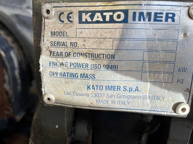 2020 kato/ihi 12vxe minigraafmachine - afbeelding 2 van  9