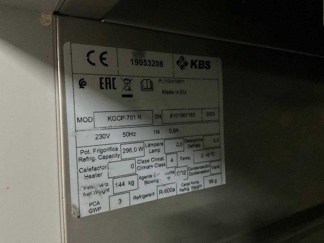 2020 kbs kgcp-701 r rvs koelkast - afbeelding 5 van  5