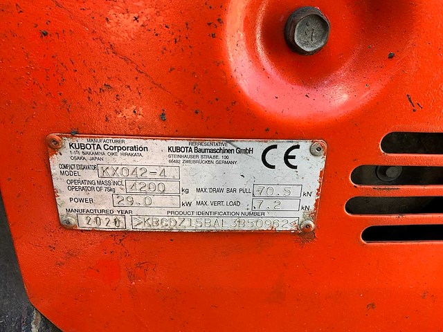 2020 kubota kx042-4 midigraafmachine - afbeelding 35 van  41