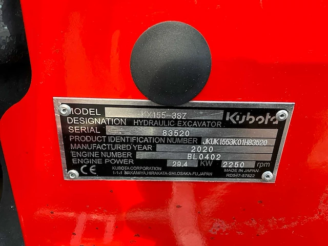 2020 kubota kx155-3 midigraafmachine - afbeelding 25 van  31