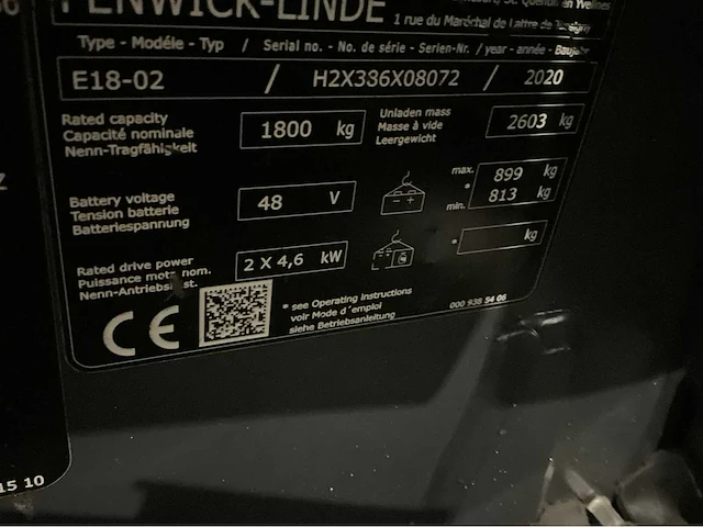 2020 linde e18-02 1800kg vorkheftruck accu 2023 - afbeelding 11 van  19