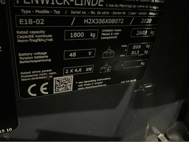 2020 linde e18-02 1800kg vorkheftruck accu 2023 - afbeelding 10 van  18