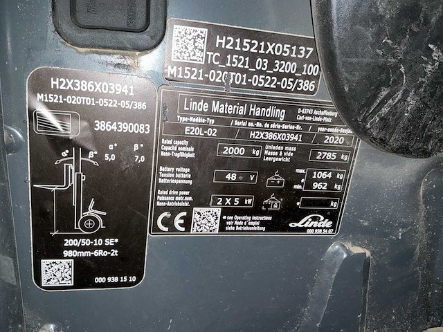 2020 linde e20 evo vorkheftruck - afbeelding 15 van  20