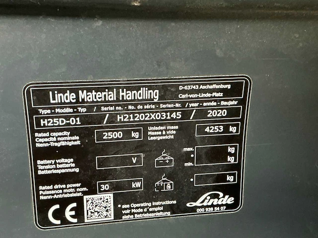 2020 linde h25d-01 vorkheftruck - afbeelding 5 van  13