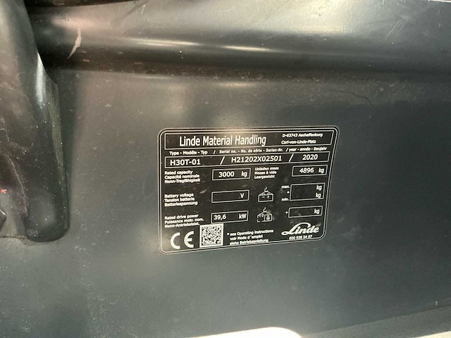 2020 linde h30t-01 vorkheftruck - afbeelding 21 van  28