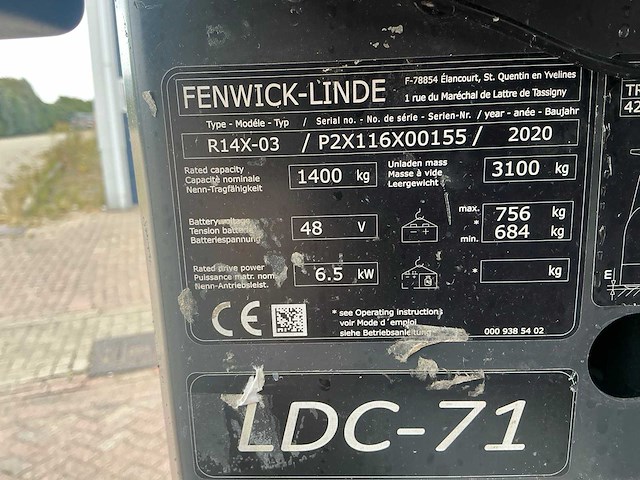2020 linde r14x-03 reach truck - afbeelding 11 van  19