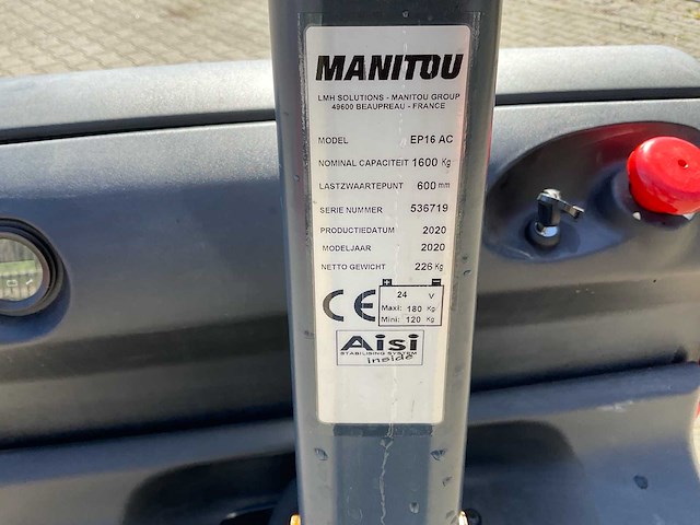2020 manitou ep16ac elektrische palletwagen - afbeelding 2 van  10