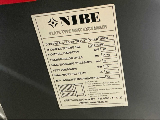 2020 nibe platenwarmtewisselaar 18kw - afbeelding 3 van  3