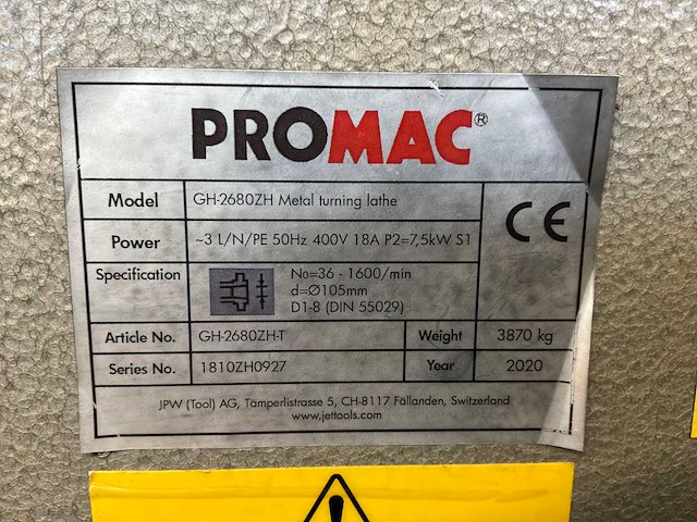 2020 promac gh-2680zh universele draaibank - afbeelding 16 van  16