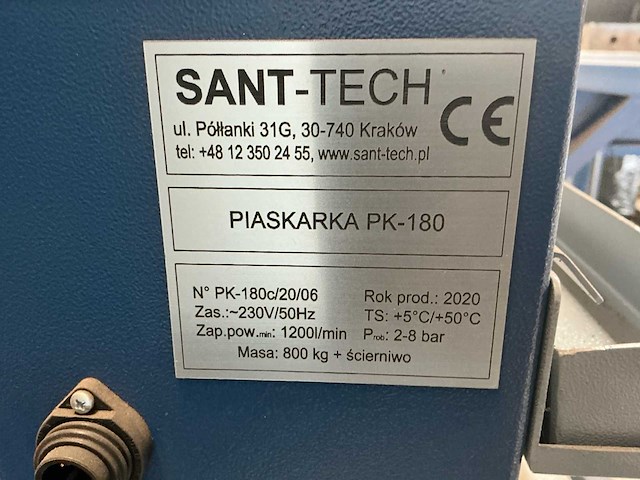2020 sant-tech pk-180/zo-250p straalcabine set (pk-180) met afzuiging (zo-250p) en drukvat - afbeelding 20 van  29