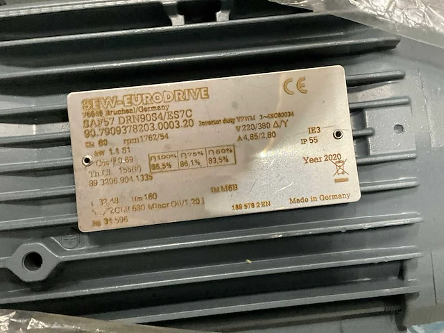 2020 sew-eurodrive saf57 drn90s4/es7c 1,1kw reductiemotor - afbeelding 5 van  5