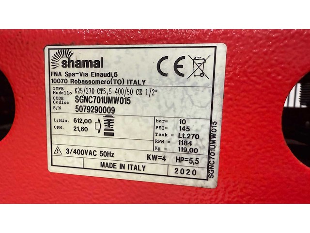 2020 shamal k25/270 ct5 luchtcompressor - afbeelding 3 van  7