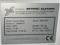 2020 sinmag europe spiralo sm2-60t spiraalkneder - afbeelding 6 van  6