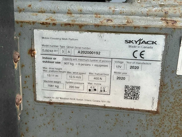 2020 skyjack sj9243 rt axldrive schaarhoogwerker - afbeelding 15 van  39