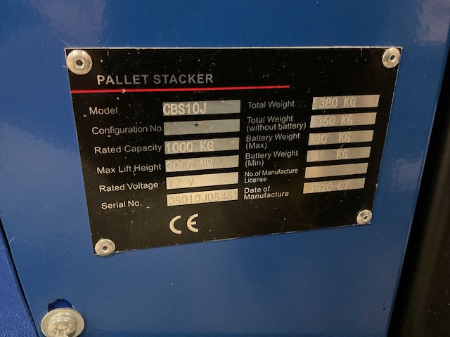 2020 solidhub hse1000/3 (cbs10j) semi-elektrische stapelaar - afbeelding 8 van  9