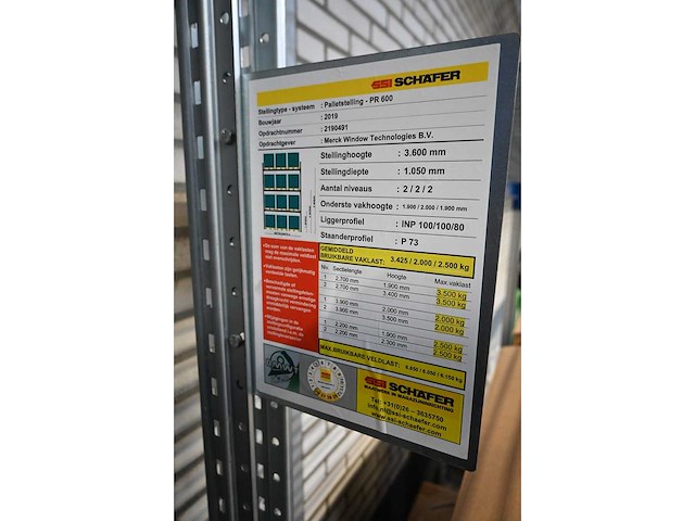2020 ssi schäfer pr600 25 secties palletstelling - reeds gedemonteerd - afbeelding 6 van  6