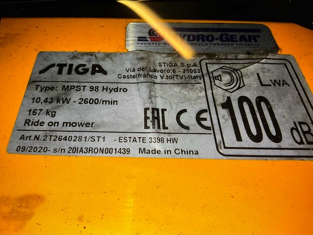2020 stiga mpst 98 hydro zitmaaier - afbeelding 6 van  14