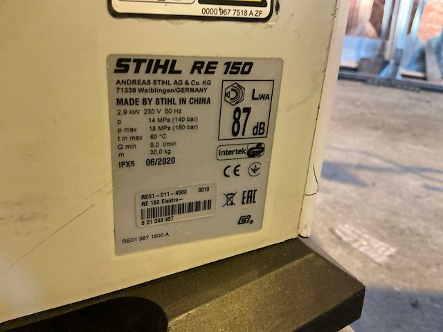 2020 stihl re 150 hogedrukreiniger - afbeelding 5 van  5