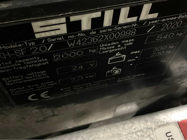 2020 still exh-sf20 2000kg meerij palletwagen - afbeelding 3 van  11