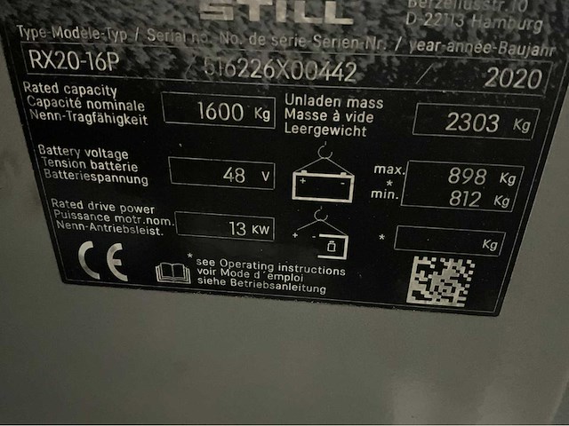 2020 still rx20-16p 1600kg li-ion vorkheftruck - afbeelding 10 van  18