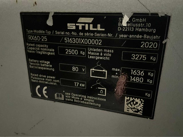 2020 still rx60-25 2500kg lepelversteller vorkheftruck - afbeelding 18 van  25