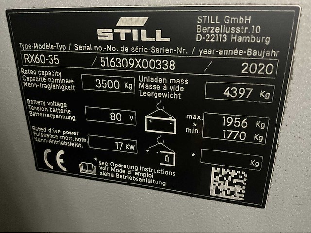 2020 still rx60-35 3500kg accu 2021 vorkheftruck - afbeelding 21 van  28