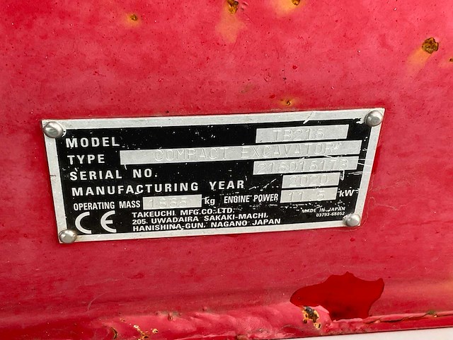 2020 takeuchi tb216 minigraafmachine cw 05 - afbeelding 21 van  29