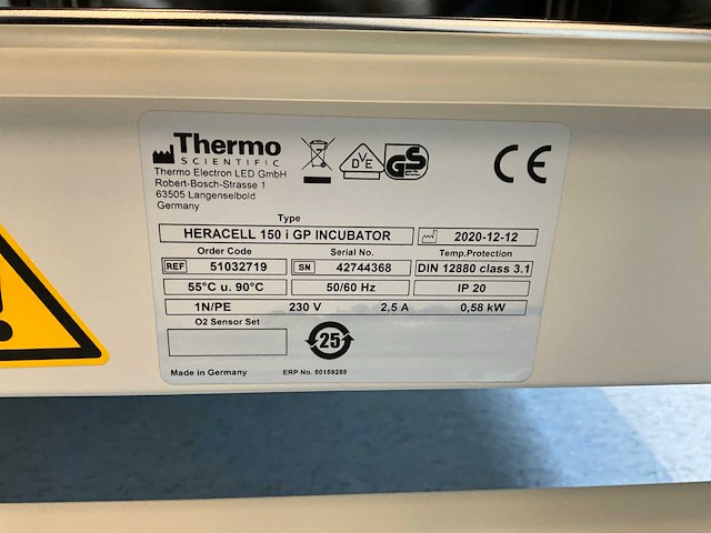 2020 thermo wetenschappelijke heracell 150i gp laboratorium co2-incubator (2x) - afbeelding 13 van  13