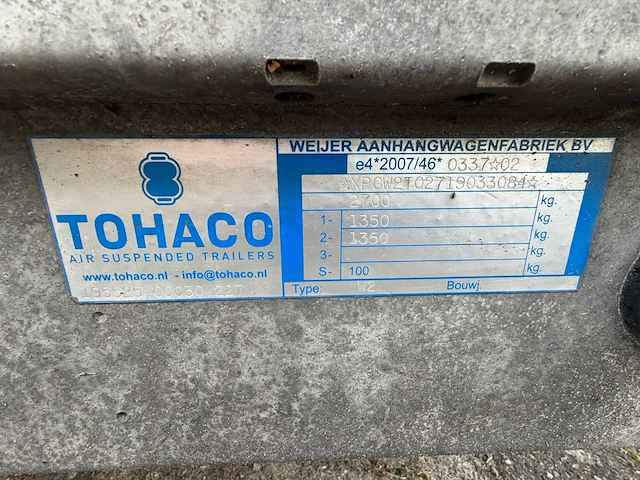 2020 tohaco w2 aanhangwagen laagoprijder - afbeelding 6 van  6