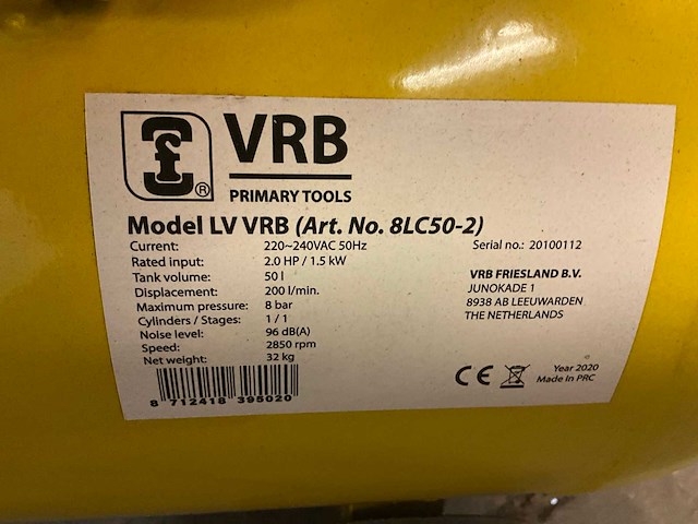 2020 vrb lc50-2 hogedrukcompressor - afbeelding 10 van  10
