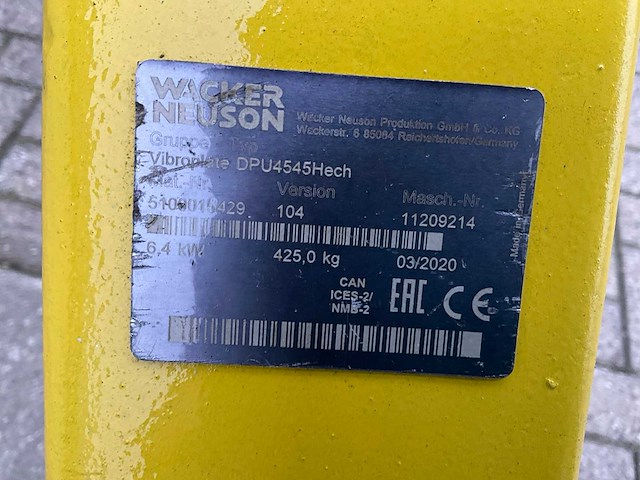 2020 wacker neuson dpu5545 trilplaat - afbeelding 9 van  9