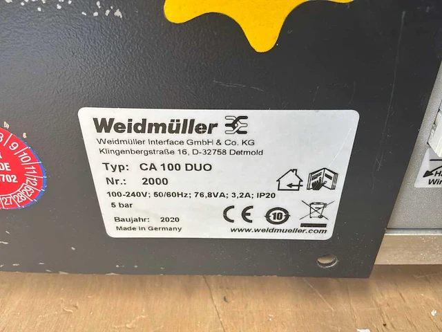 2020 weidmüller ca 100 duo automatische kabel strip- en krimpmachine - afbeelding 6 van  7