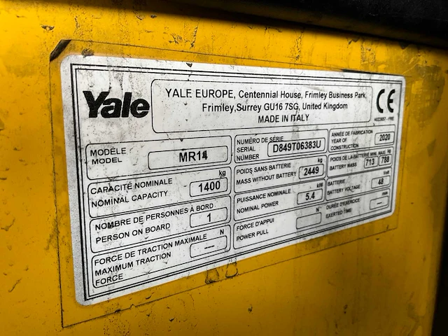 2020 yale mr14 reach truck - afbeelding 7 van  15