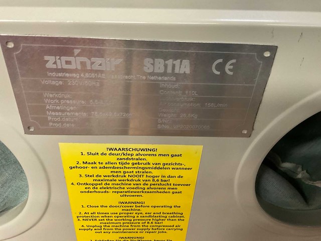 2020 zionair sb11a straalcabine - afbeelding 3 van  3