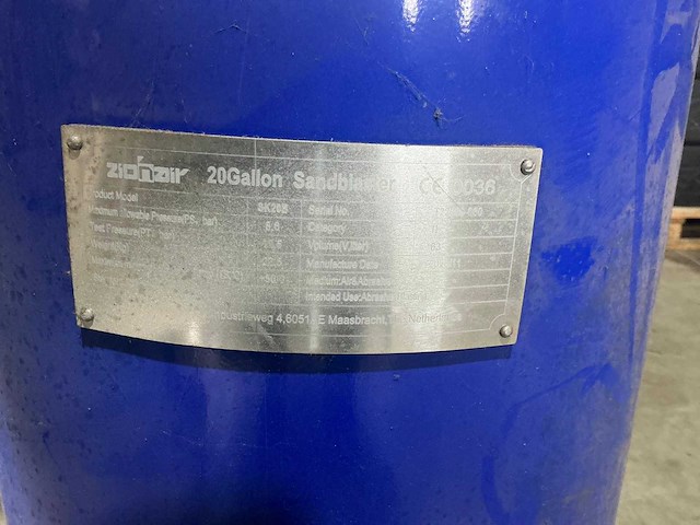 2020 zonair sk20b mobiele zandstraalketel - afbeelding 4 van  5