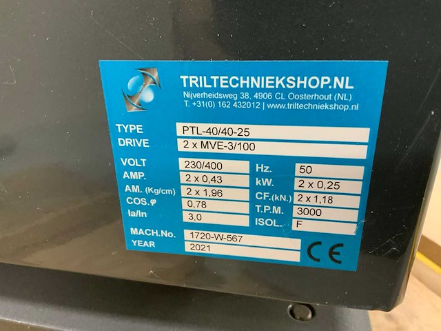 2021 - triltechniekshop ptl-40/40-25 vibreertafel met bonfiglioli frequentieregelaar - afbeelding 5 van  11