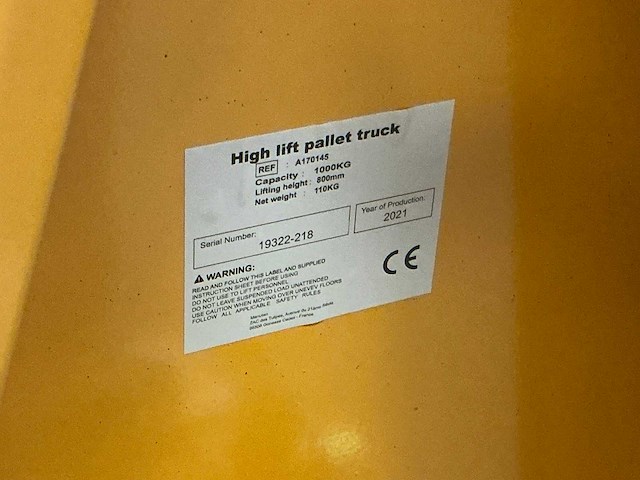 2021 a170145 hand hydraulische palletwagen - afbeelding 7 van  7