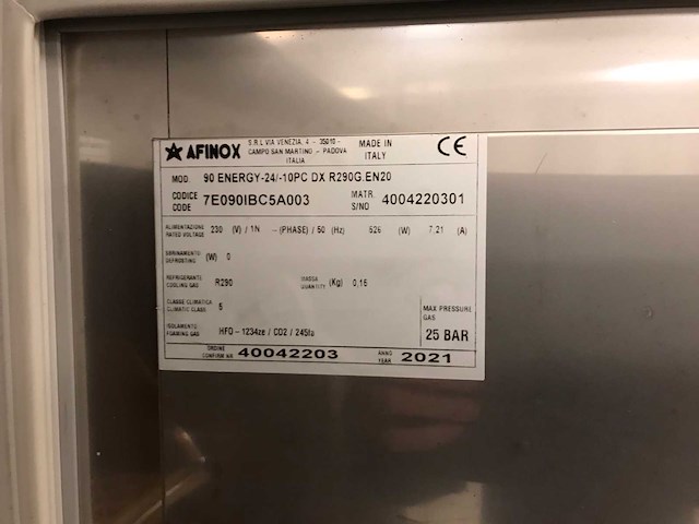 2021 afinox 90energy-24-10pcdxr290g.en20 rvs vrieskast - afbeelding 5 van  5