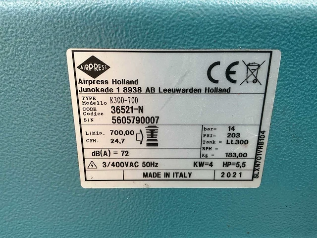 2021 airpress k300-700 luchtcompressor - afbeelding 2 van  11