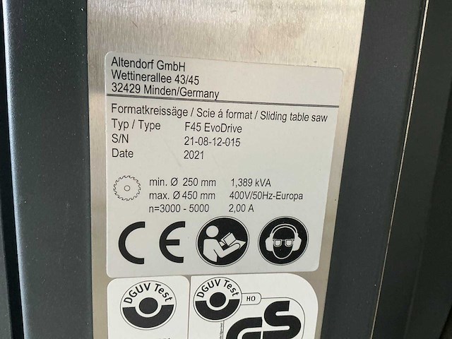 2021 altendorf f 45 evo drive formaatcirkelzaagmachine - afbeelding 15 van  15