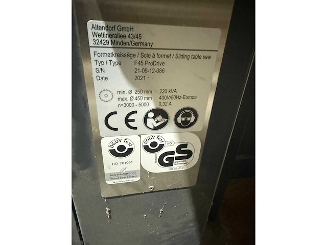 2021 altendorf f45 prodrive formaatcirkelzaagmachine - afbeelding 6 van  15