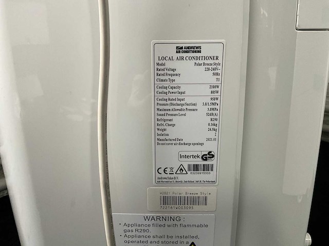 2021 andrews polar breeze style airconditioning - afbeelding 1 van  2