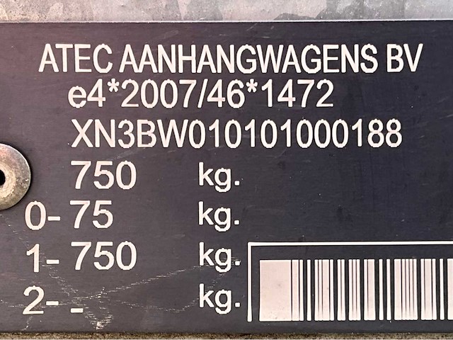 2021 atec abw.750.250x135 aanhangwagen - afbeelding 7 van  15