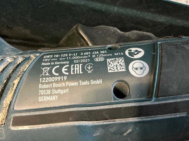 2021 bosch gws 18-125 v-li haakse slijpmachine - afbeelding 3 van  4