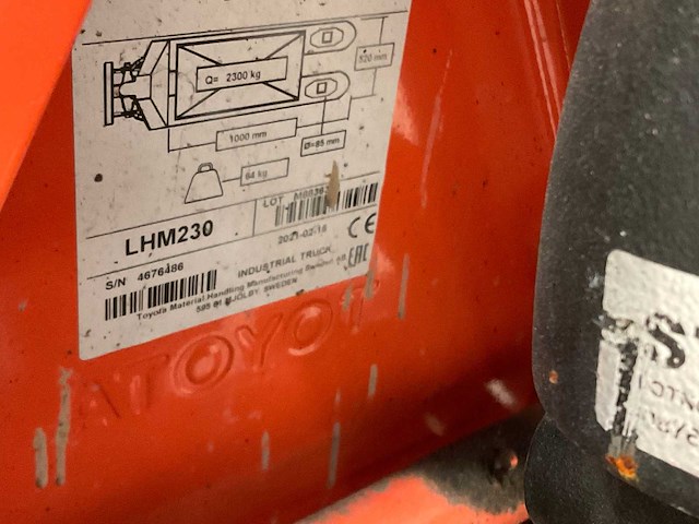 2021 bt lifter lhm230 hand hydraulische palletwagen - afbeelding 4 van  5
