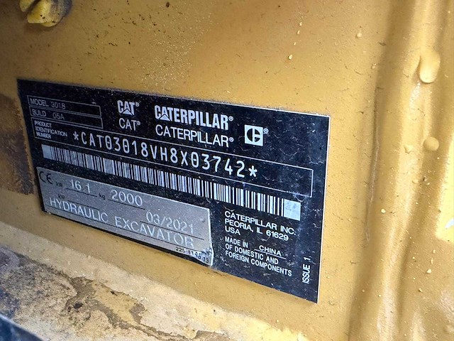 2021 caterpillar 301.8 minigraafmachine - afbeelding 14 van  14