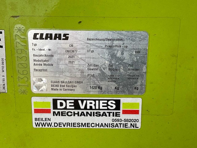 2021 claas 300 gras pick-up - afbeelding 14 van  21