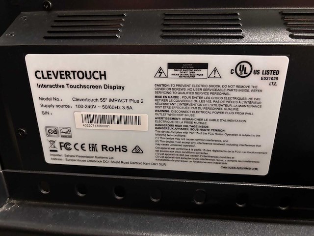 2021 clevertouch impact plus 2 interactive touchscreen 55" - afbeelding 2 van  4