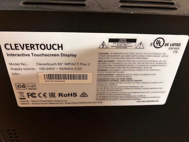 2021 clevertouch impact plus 2 interactive touchscreen 65” - afbeelding 2 van  2